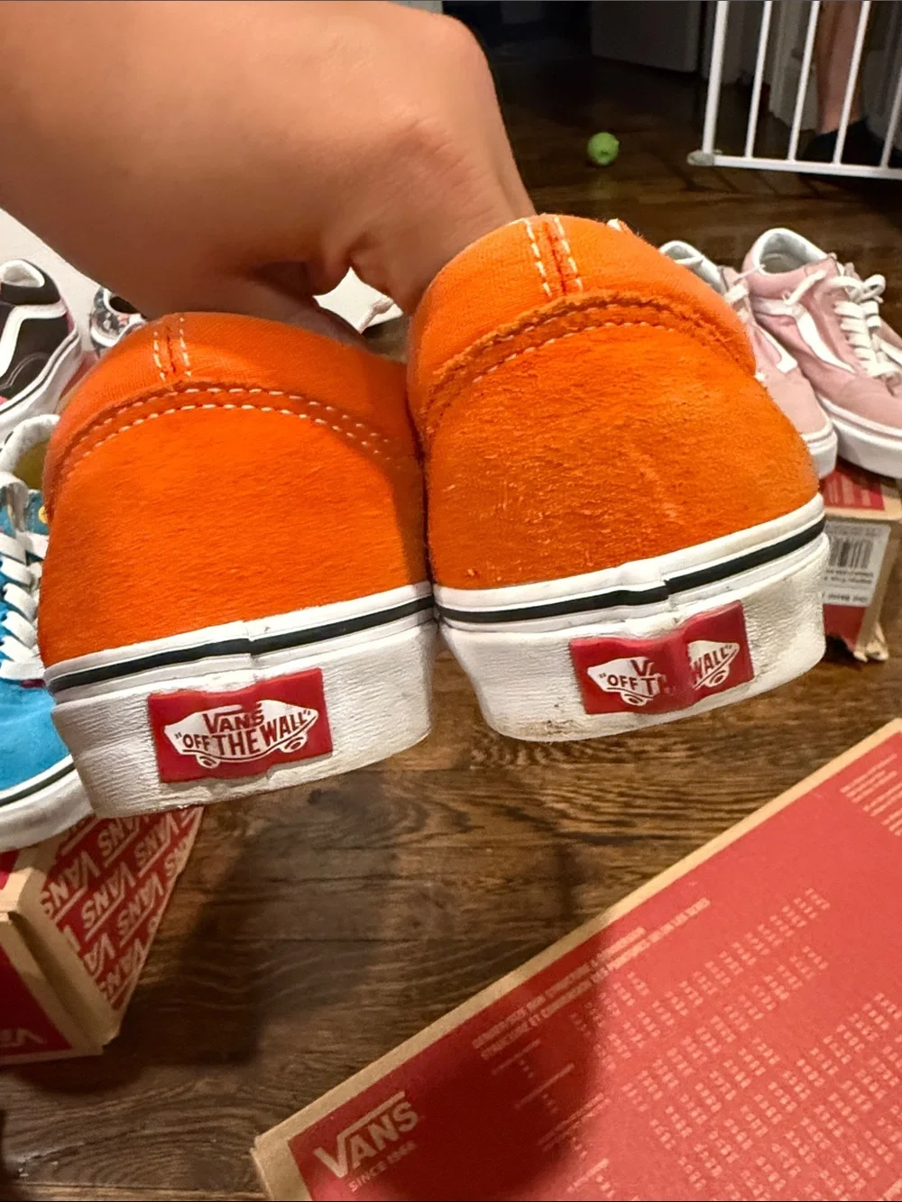 Vans Orange Suede Low-Top Sneakers with White Stripe